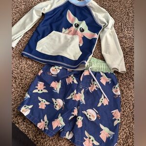 Baby Yoda/The Child Navy & Mint Swim Set